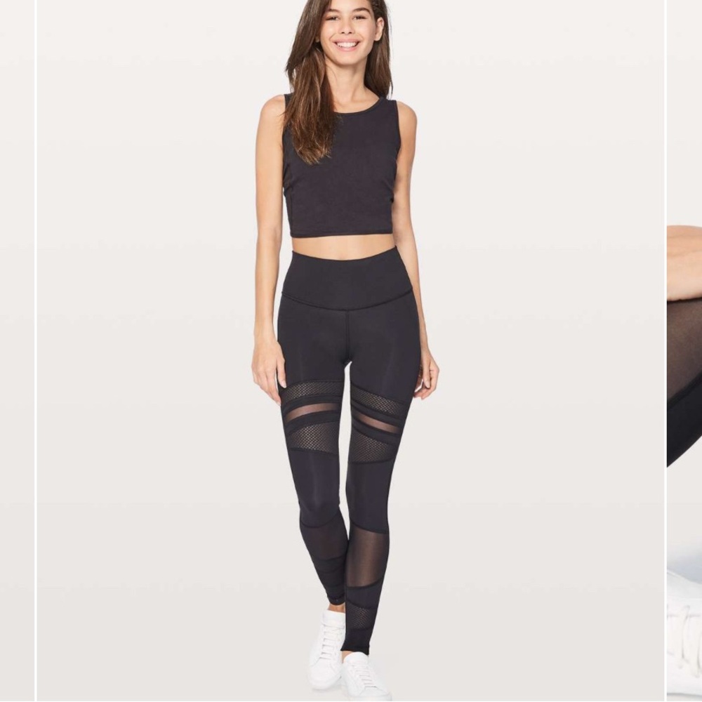 Lululemon Athletica Black Mesh Detail Leggings